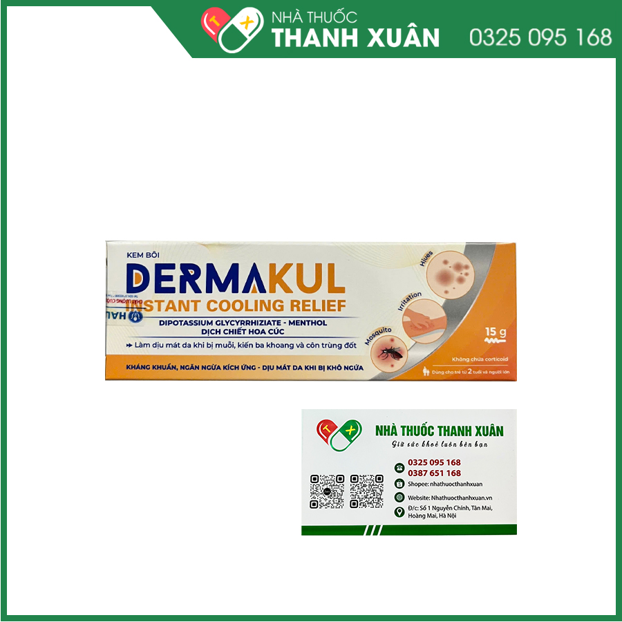 Dermakul kem bôi ngoài da giúp hỗ trợ dưỡng ẩm, kháng khuẩn, giảm kích ứng tại chỗ